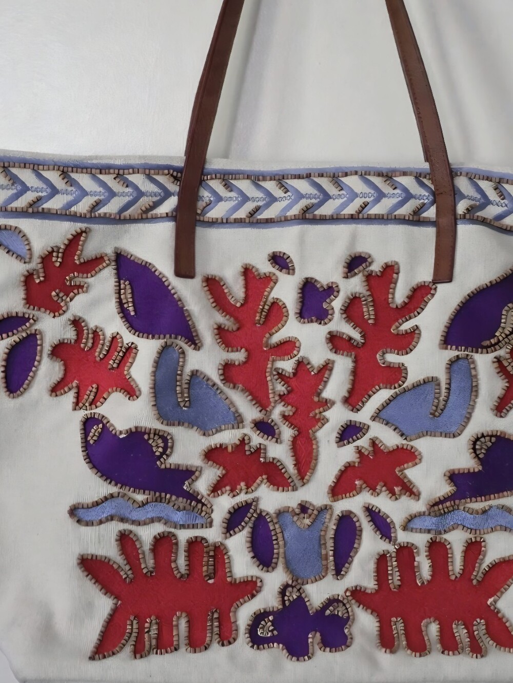 Steve Madden Embroidered Beaded Shoulder Tote Bag Coastal Vacation Boho Beach